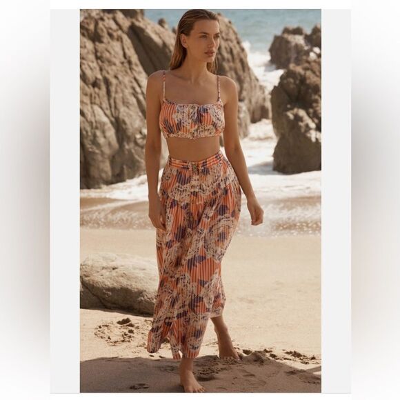 Anthropologie Dresses & Skirts - Anthropologie Midi Skirt Button Front Floral Preppy Vacay Boho Sz Medium